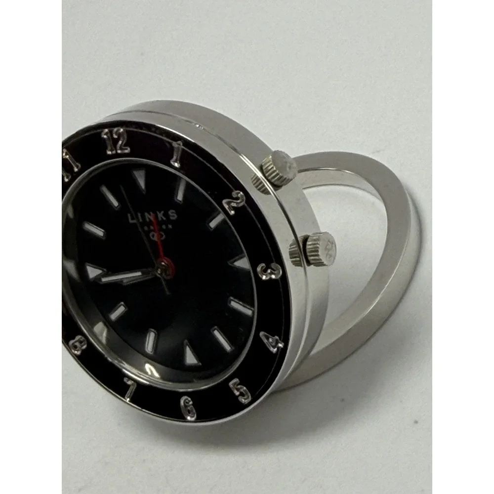 Links Of London New Battery Travel Alarm Mini Desk Clock‎ 40MM Black Dial